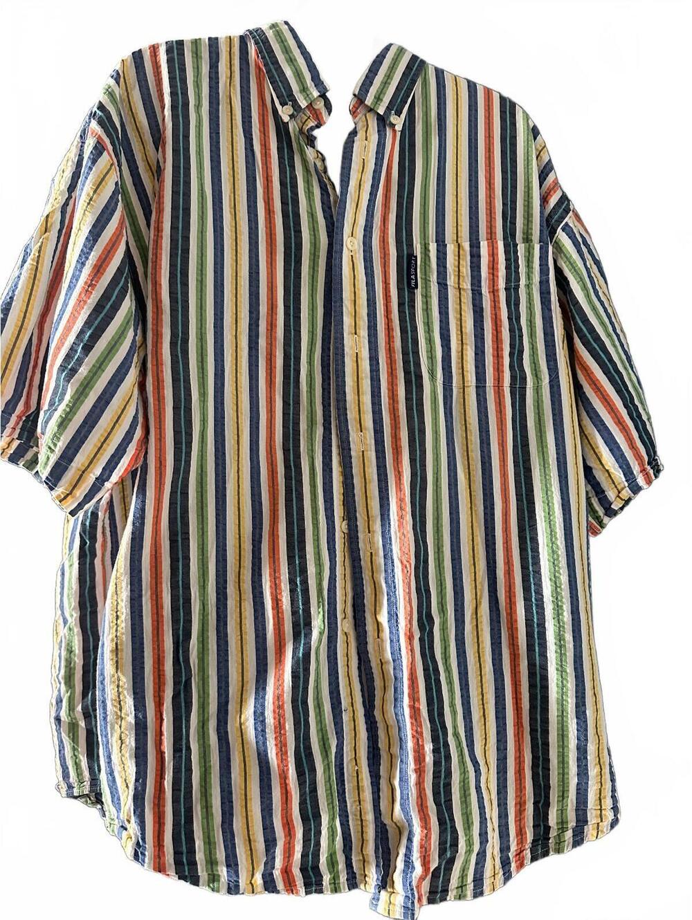 Fila Sport Stone Weave Striped Button Shirt XL